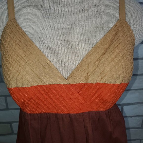 Boston Proper Brown Colorblock Midi Dress Size 6 - Picture 4 of 9